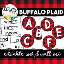 Black And White Buffalo Plaid Classroom Decor Word Wall Set Buffalo Plaid Classroom Decor Word Wall Word Wall Headers Classroom Decor