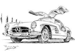 Mercedes Benz 300sl Gullwing Sketch Google Search Dessin Noir Et Blanc Illustrations Mercedes