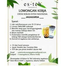 Entdecke rezepte, einrichtungsideen, stilinterpretationen und andere ideen zum ausprobieren. Pt Es Teh Indonesia Lowongan Kerja Gaji Tinggi Hugo Job Loker