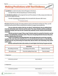 Copy citing text evidence lessons tes teach. Making Predictions With Text Evidence Worksheet Education Com