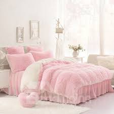 One Pink Pillow For Free Solid Pink And Creamy White Color Blocking Fluffy 4 Piece Bedding Sets Duvet Cover Pink Bedrooms Pink Bedroom Decor Bed Linens Luxury