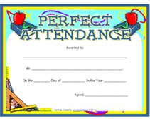 Certificate of recognition wording sample. Printable Perfect Attendance Awards School Certificates Templates