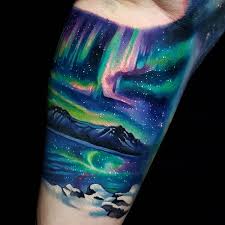 Tyler Malek On Instagram Mountains And Down Healed Above Mountains The Sky Is Fresh Inside Arm Mountain North Sky Tattoos Northern Lights Tattoo Light Tattoo