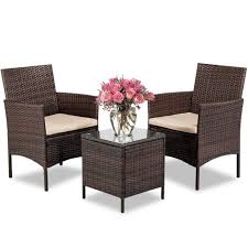 These petite, casual cafe table sets are ideal for small outdoor spaces like balconies and porches. Fdw Wicker Patio Furniture Sets 3 Piece Outdoor Bistro Set Rocking Chair Patio Set Rattan Chair Conversation Sets For Backyard Porch Poolside With Coffee Table Buy Online In Bahamas At Bahamas Desertcart Com Productid