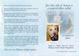 Poetry can move the soul where mere words do not. Rainbow Bridge Poem For Dogs Cats Personalized Pet Loss Poems