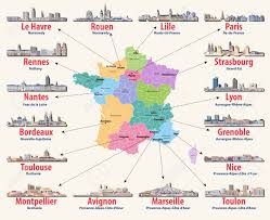 Nice, the fifth most populous city in france, is the most iconic location in the french riviera. Vector Map Of France With Main Cities On It French Cities Skylines Royalty Free Cliparts Vectors And Stock Illustration Image 143190895