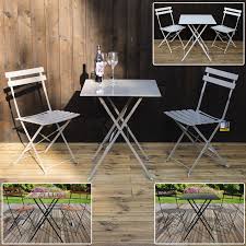 Shintenchi 3 pieces patio set outdoor wicker patio furniture sets modern bistro set, two chairs with glass coffee table rattan conversation sets for yard. Marko Folding Metal Outdoor Patio Bistro Set Garden Furniture Off White Mocha Ebay
