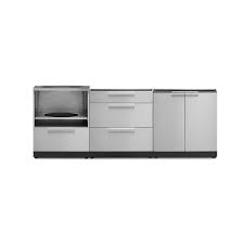 Newage Products Stainless Steel 3 Piece 92 In W X 36 5 In H X 24 In D Outdoor Kitchen Cabinet Set Without Countertop 66053 The Home Depot Outdoor Kitchen Cabinets Kitchen Set Cabinet Outdoor Kitchen