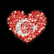 Unsere türkei flaggen werden aus reißfestem polyester produziert. Funkelndes Herzabzeichen Der Turkei Flagge Fototapete Fototapeten Myloview De