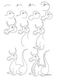 How To Draw A Dragon To Use In Making Decorations Or Print Out For The Goody Decorations Dragon D Easy Dragon Drawings Easy Drawings Dragon Drawing
