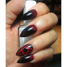 Gothic Black Red Stiletto Pentagram Nails False Ombre Stiletto Nails Liked On Polyvore Featuring Accessories Gothic Nails Goth Nails Witch Nails These stiletto nails boast a solid black boast coat.