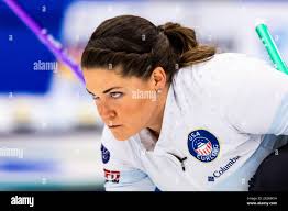 Becca Hamilton of, USA. , . in a curling match between Sweden and Usa  during day 1 of World Mixed Doubles Curling Championship