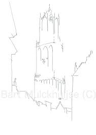 Domtoren Utrecht Originele Tekening Leidse Lijnen Lijntekening Minimalistische Tekening Utrecht