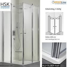 Hsk Dusche Aus Glas Eckeinstieg 100x100x200 Cm 4 Teilig Impulsbad