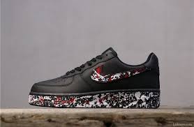 Custom Black And White Air Forces Nike Air Force 1 Low Splattered Hand Patinted Custom Black Red In 2020 Nike Air Force Black Nike Air Force Nike Air Shoes