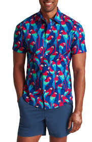 Bonobos Rivie Slim Fit Parrots Short Sleeve Stretch Button Up Shirt In Parrots New Indigo Modesens
