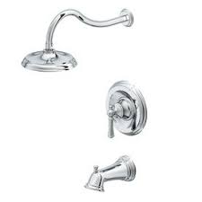 Aquasource Glyndon Polished Chrome 1 Handle Bathtub And Shower Faucet With Rain Showerhead Glyndon Shower Faucet Rain Shower Head