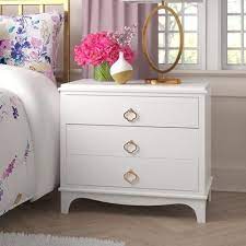 The nightstand offers a sophisticated look, clean lines, and contemporary style. Rosdorf Park Hannon 3 Drawer Nightstand Nightstand Decor Chic Living Room Decor Shabby Chic Living Room