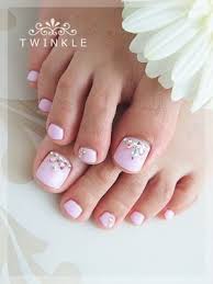 Light Pink And Jeweled Toenails Toe Nail Designs Toe Nails Toe Nail Art