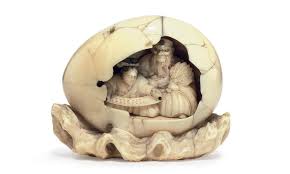 Amazing mammoth ivory netsuke of 7 monkeys playing. An Ivory Netsuke
