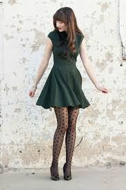 Black And White Polka Dot Dress With Black Tights Love This Shot Love This Outfit Polka Dot Tights Stockings Outfit Dress With Stockings Fashion