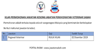 Arahan prosedur tetap veterinar malaysia (aptvm). Iklan Permohonan Jawatan Kosong Jabatan Perkhidmatan Veterinar Sabah Jawatan Kosong Sabah