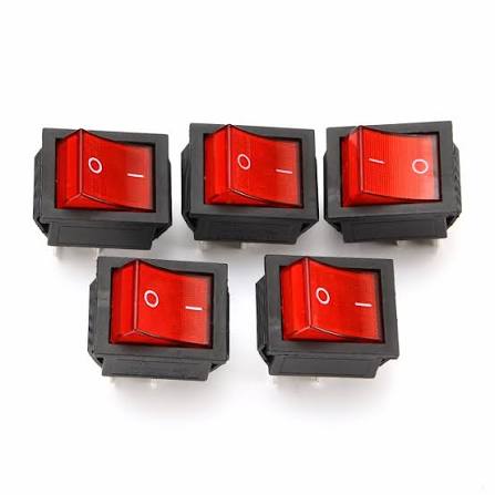 5 Switch KCD4 4 Pin16A 250V 25x31mm rojo