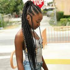 Ponytail Braids In 2021 Braided Ponytail Hairstyles Cornrow Ponytail Girls Hairstyles Braids