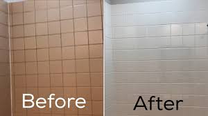 Refinishing bathroom ceramic tile is not as hard as it looks, but careful consideration should ensure that the process is done correctly. Refinishing Ceramic Tile In My Bathroom Before And After Youtube