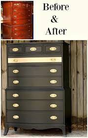 Black And Rose Gold Dresser Metallic Gold Stripe Adds Drama To Bedroom Furniture Metallic Painted Furniture Striped Furniture Furniture Makeover