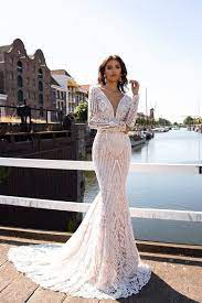 Mermaid Wedding Dress Bria V Neck Wedding Dress Long Sleeve Wedding Dress Beaded Lace Wedding Dress Neck Open Back Wedding Dress Fitted Wedding Dress Wedding Dresses V Neck Wedding Dress