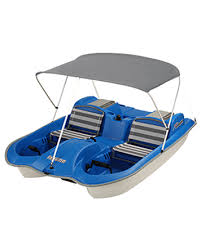 This sun dolphin pedal boat has adjustable and reclining seating for two persons with pedal positions for one, two or three people. Laguna 5 Seater Pedal Boat With Canopy Sun Dolphin Boats Pedal Boat Pedal Boats Paddle Boat