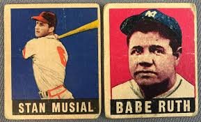 Group Of 2 Baseball Cards Babe Ruth Stan Musial