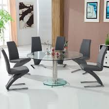 We have a 48 round table with six chairs and a 2' x 4' china hutch, unless we put a leaf or two in the table (making it an oval i really like the picture of the first glass cabinet. Maxi Round Dining Table In Clear Glass And 6 Grey Z Chairs Furniture In Fashion
