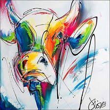 Art Fiore Styling Ii Keilrahmen Bild Leinwand Tiere Bunt Modern Kuh Pop Kuh Zeichnung Kuhe Malen Tiergemalde