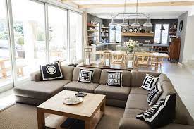 Home Interior With Open Plan Kitchen Lounge And Dining Area Living Room Dining Room Combo Open Living Room Open Kitchen And Living Room