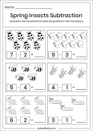 I suggest laminating them so they can be reused all month long with dry erase markers. Spring Subtraction Worksheets For Kindergarten Active Little Kids