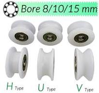 U / V / H Groove Nylon Pulley Wheel Bearing Embedded Guiding Rail Sliding  Door