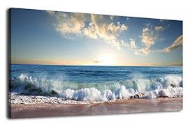 Dblaki db0734 abstract canvas wall art modern minimalist corridor vertical murals nordic paintings art for dining room living room bedroom home office wall decor artwork. Ocean Canvas Wall Art Beach Sunset Waves Coast Nature Pictures Modern Artwork Blue Ocean Contemporary Canvas Art Giclee Beachfront Decor