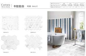 Tiles can be used for patios and garden. Kitchen Bathroom Decor Ink Jet Matte Porcelain Carrara White Marble Mosaic Floor Tile China Floor Tiles Bathroom Tiles Made In China Com