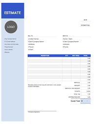 Estimate Templates Free Easy Download Invoice Simple