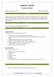 Livecareer has 5463 self employed builder cvs in its database. Carpenter Helper Resume Samples Qwikresume