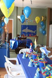 Shark Party Tables For The Kids Shark Themed Birthday Party Shark Theme Birthday Boy Birthday Parties