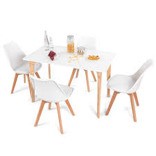 Giantex 5 Pieces Dining Table Set W 4 Chairs Home Dining Room Kitchen Waiting Room Modern In 2020 Solid Wood Dining Set Mid Century Dining Chairs Dining Table Setting