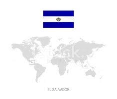 It is bordered on the southwest by the pacific ocean, and lies between guatemala and honduras. Flagge Von El Salvador Und Bezeichnung Auf Weltkarte Clipart Bilder Vektor