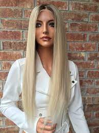Ash Blonde Full Lace Wig 24 Silk Straight Front Lace Wigs Human Hair Human Hair Wigs Blonde Red Blonde Hair