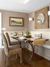 The use of white for the ceiling, lower walls and window frames perfectly balanced off the greenness of the room. Small Dining Room Decor Freshsdg