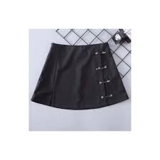 Unif Streetwear Mini Skirt Women Side Split Brooch High