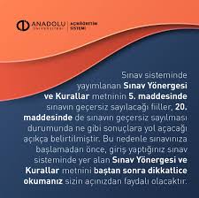 Ø açıköğretim fakültelerinde okuyan öğrenciler için yılda 3 kez oturumlu olarak sınav yapılmaktadır. Anadolu Universitesi Acikogretim Sistemi On Twitter Acikogretim Sistemi Guz Donemi Ara Sinavlari Devam Ediyor Hangi Durumlarda Sinav Gecersiz Sayilir Sinav Ihlali Yapilmasi Ne Gibi Sonuclara Yol Acar Ayrintilar Gorsellerimizde