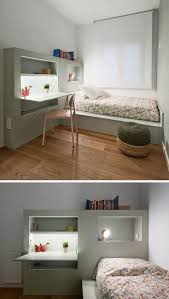 Arrange framed photographs, toys and other memorabilia here, or opt for a more minimalist approach. This Small Kids Bedroom Combines The Bed Frame A Desk And Shelves To Save Space